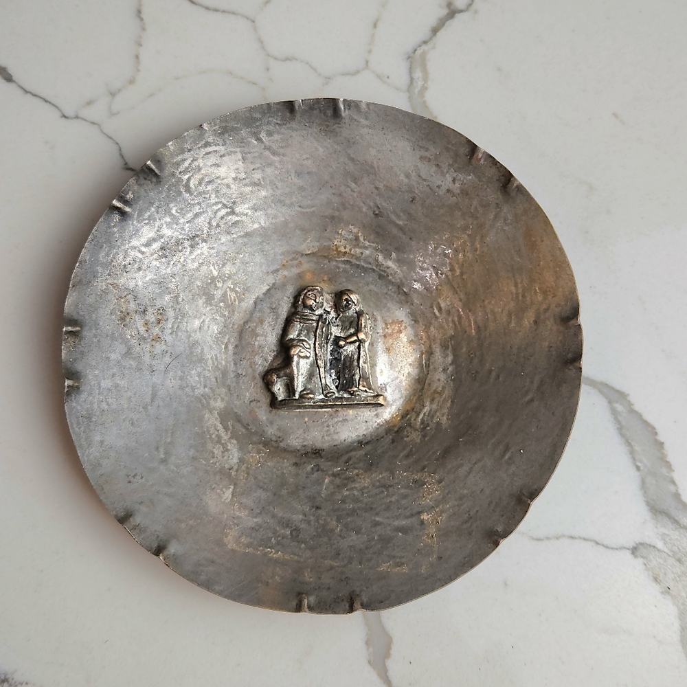 VINTAGE 50s Hungarian silversmith plate by Margit Tevan